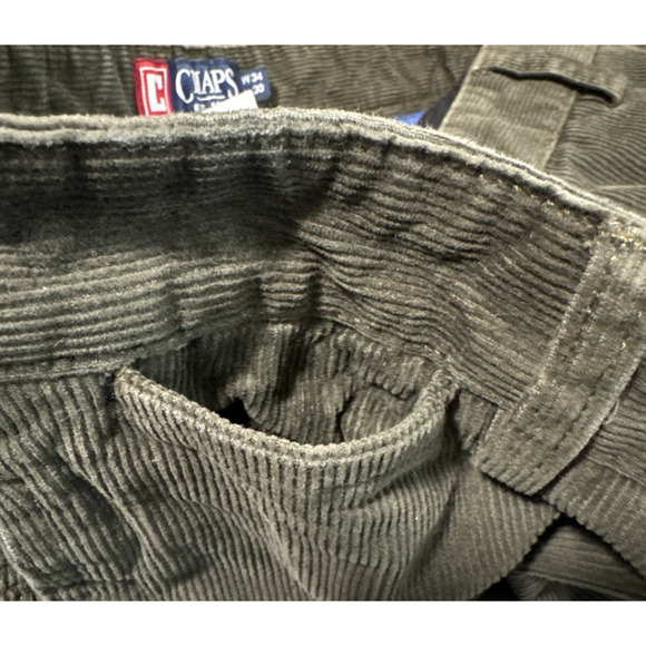 Chaps Corduroy Men's Pants Flat Front 34W 28L Dark Brown Utility Pockets Vintage - Picture 4 of 12